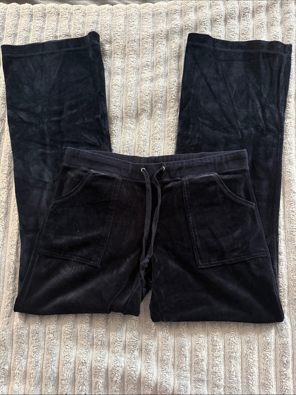 Y2K Sirens Black Velour Wide-Leg Lounge Pants